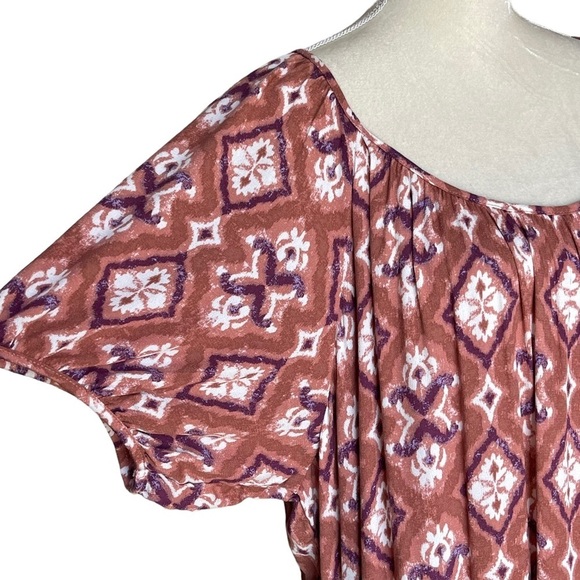 Knox Rose Women’s Tiered Bohemian Midi Dress Plus Size 1X Puff Sleeves Paisley - Picture 10 of 11